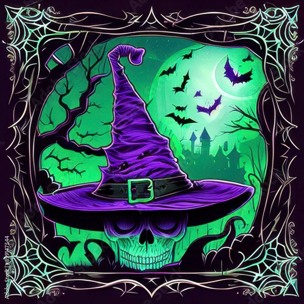 Obraz halloween background with witch