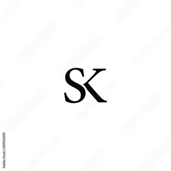 Fototapeta Alphabet letter icon logo SK. Letters SK Line Monogram Logo, suitable for business with SK or KS initials