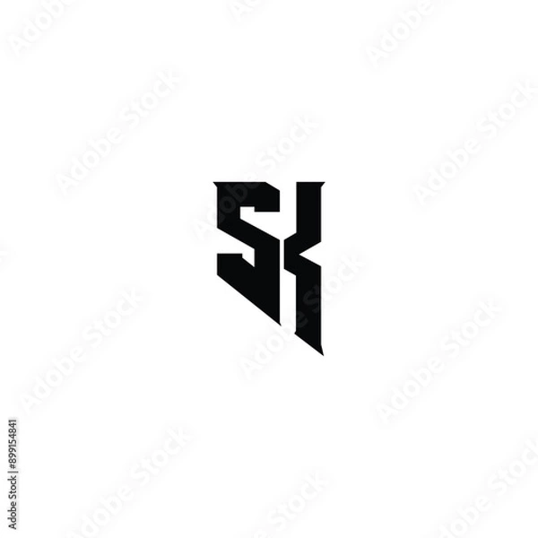 Fototapeta Alphabet letter icon logo SK. Letters SK Line Monogram Logo, suitable for business with SK or KS initials