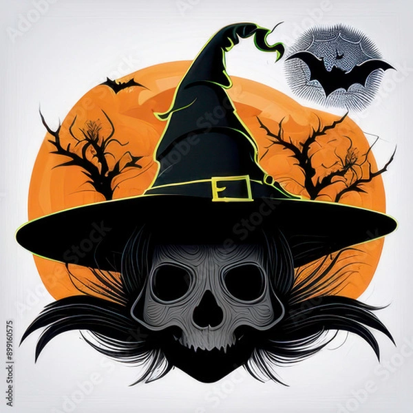 Obraz halloween background with pumpkin and skull