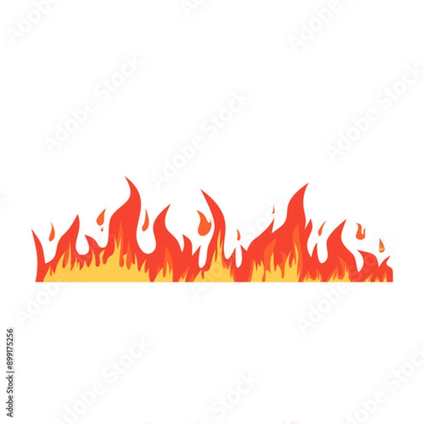 Obraz Red fire flat design vector design isolated white background