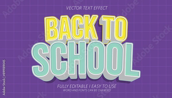 Obraz 3d editable back to school text effect graphic style template
