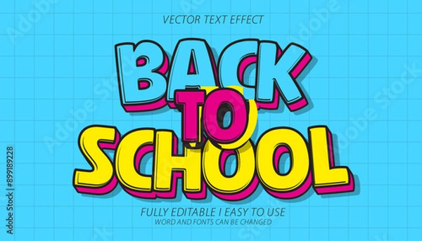Obraz 3d editable back to school text effect graphic style template
