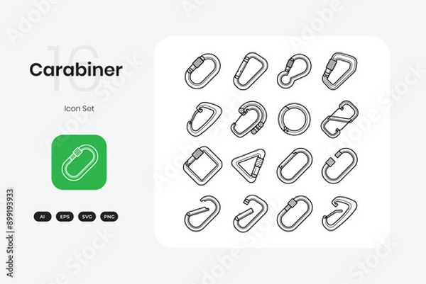 Obraz Simple modern outline carabiner icon