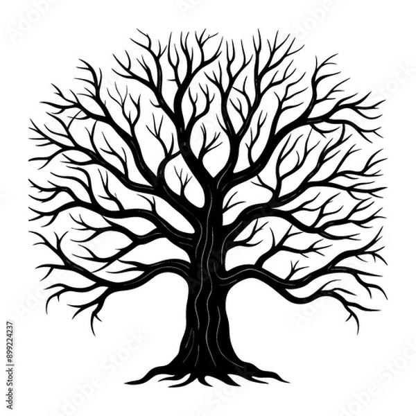 Obraz Bare-branched winter trees Silhouette graphic in vector format.