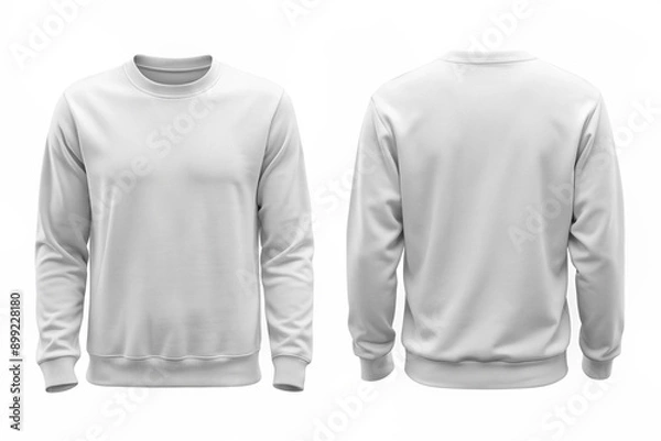 Fototapeta long sleeve t shirt mockup. white sweatshirt template, Blank long sleeve shirt mock up template, front and back view, isolated on white background