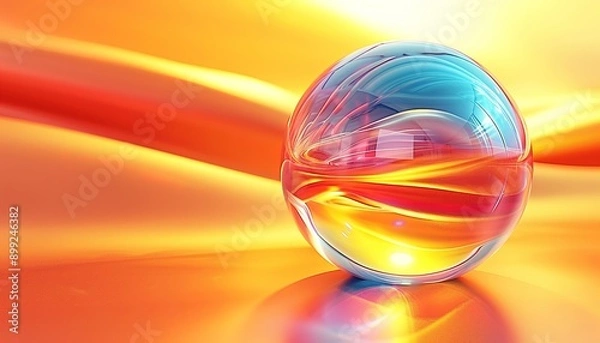 Fototapeta Abstract iridescent shape, colorful bubble, 3d render 