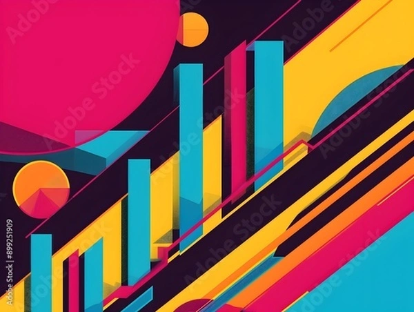 Fototapeta Vibrant and dynamic abstract showcasing an upward trending graph that symbolizes financial growth business achievement and corporate success in a modern minimalistic office environment 