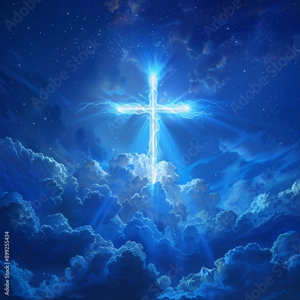 Fototapeta A symbol of faith and hope in religious belief, portrayed against a backdrop of a peaceful sky.
