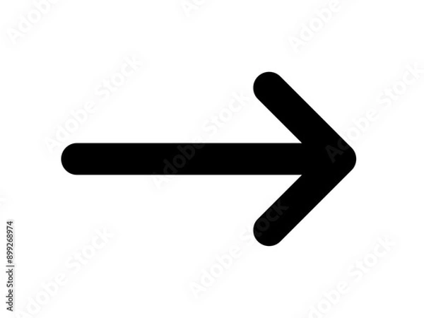 Obraz シンプル丸端右矢印：黒