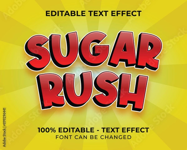 Obraz Editable text effect sugar rush 3D text effect with yellow background