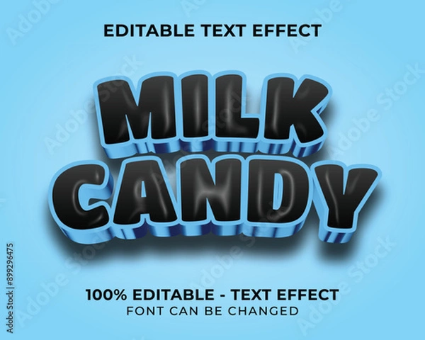 Obraz Editable text effect milk candy 3D text effect with blue background