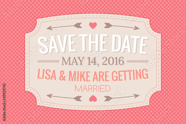 Obraz wedding invitation card on gingham background