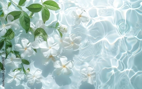 Fototapeta Pure water and jasmine,created with Generative AI tecnology.