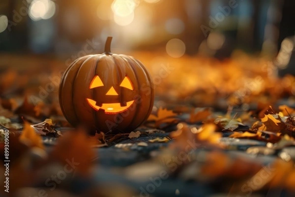 Obraz Halloween Post Card Mock Up Concept with spooky decorations