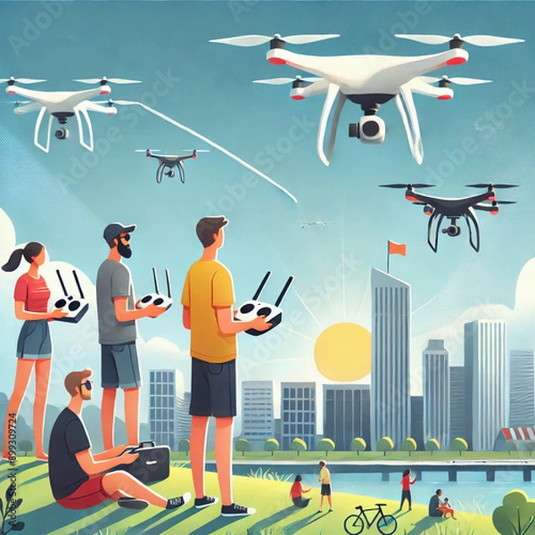 Obraz People piloting drones.