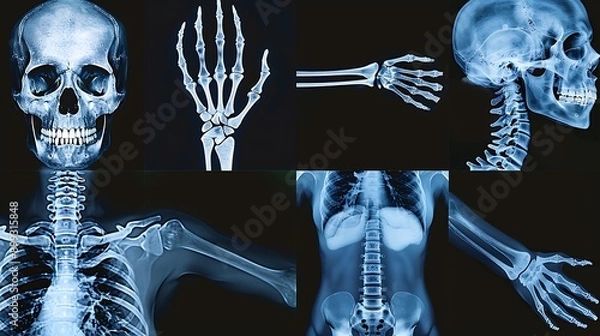 Fototapeta a collage of six medical x-rays showing different parts of the human body