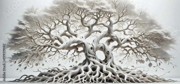 Obraz 3D rendering tree multiple branches roots appears to be made whi