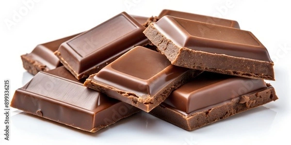 Fototapeta chocolate pieces isolated on white Generative By AI