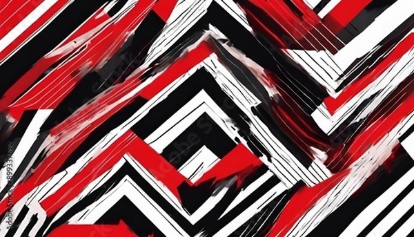 Fototapeta abstract background in Neo Memphis style. Red, black, white colors