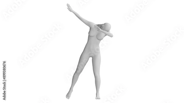 Fototapeta Female Mannequin in Dabbing Pose Isolated on Transparent Background. Front View.