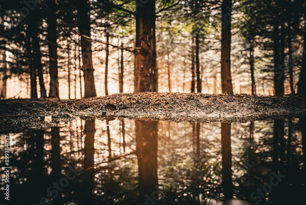 Fototapeta reflection in the forest