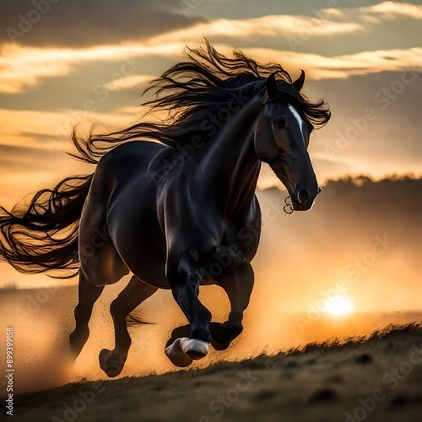 Obraz horse on sunset