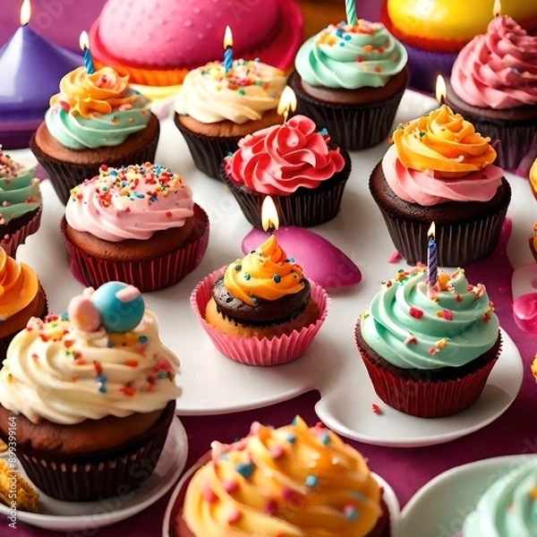 Obraz cupcakes with candles