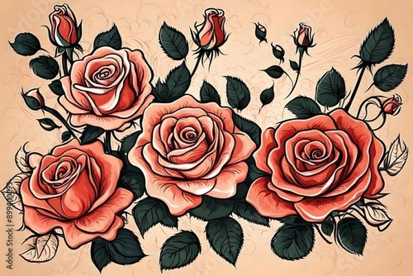 Obraz seamless pattern with roses