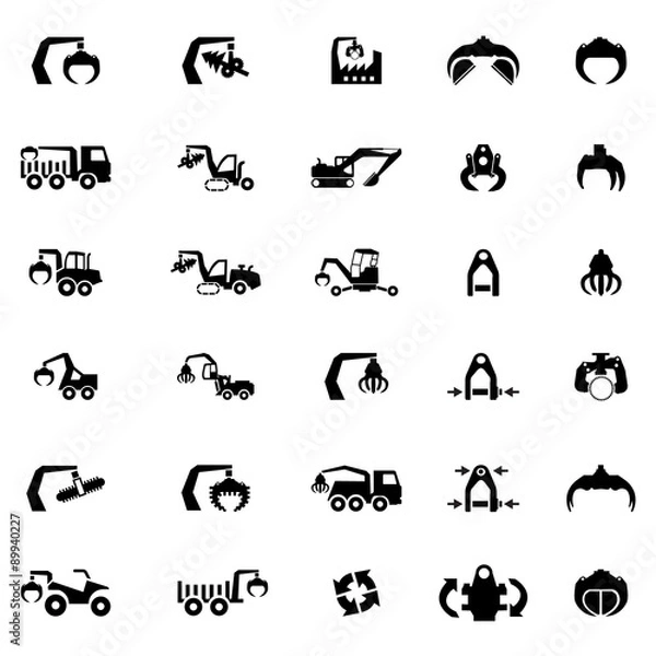 Obraz Vector icon set of Heavy machine, tractor and vehicles