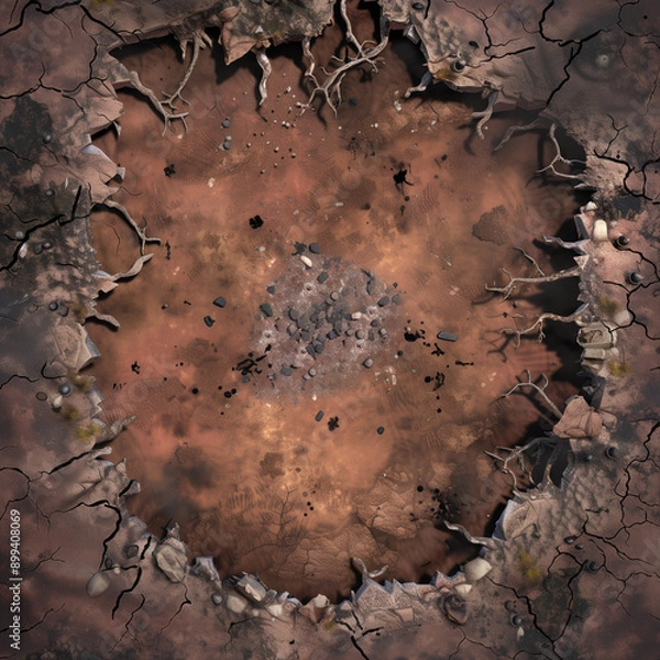 Fototapeta Post Apocalyptic  Battle Map  for RPG ,Map for Dungeons and Dragons,DnD map, Tabletop Role-Playing Games, Adventure Game Background, Top-Down View