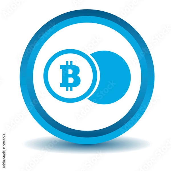 Obraz Bitcoin coin icon, blue, 3D
