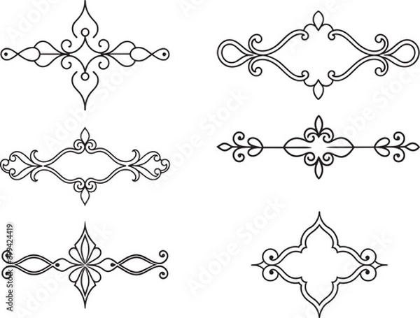 Obraz Vintage Decorative Divider Elements: Perfect Ornaments for Book Typography and Design