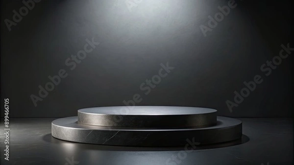 Fototapeta Black stone podium for elegant product display, stone, podium, black, display, product, elegant, modern, showcase