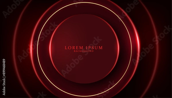 Fototapeta glowing circle patterns lines creative and modern luxury and technology cover design template,red modern and futuristic neon backdrop vector illustration.