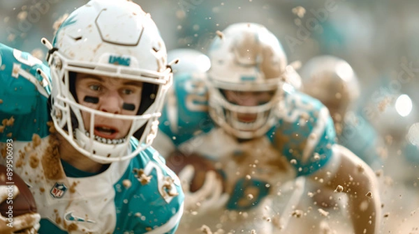 Obraz American Football Players in Action on Field