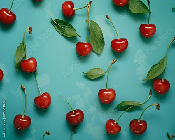 Obraz Cherry on color background.
