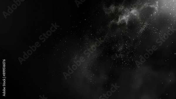 Obraz Ambient dust animation with light smoke and particles floating around, black background. Ideal for ambient dust overlay effects and atmospheric ambient animation
