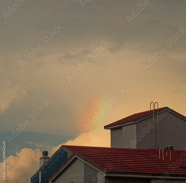 Obraz 건물 옆 무지개