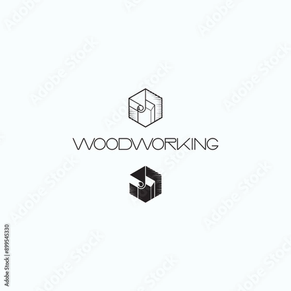 Fototapeta 

an illustration consisting of an image of a chisel plowing a tree and the inscription "woodworking"