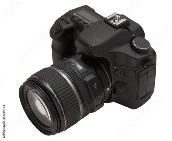 Fototapeta The film camera with an objective on a white background