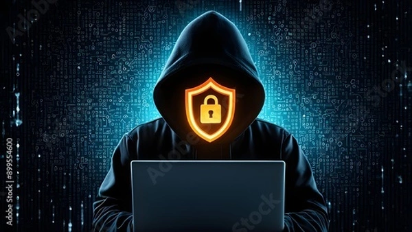 Fototapeta Good protection from hacker attack, cybersecurity concept, data protection or firewall, Hack.