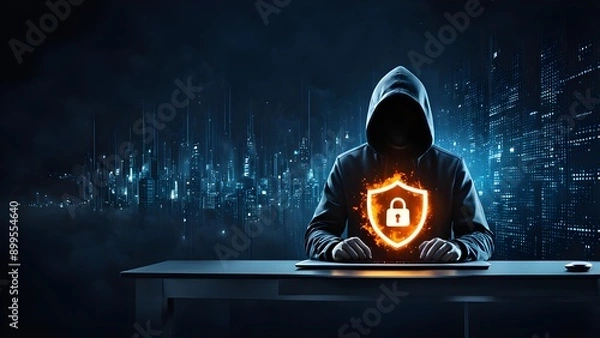 Fototapeta Good protection from hacker attack, cybersecurity concept, data protection or firewall, Hack.