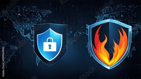 Fototapeta Good protection from hacker attack, cybersecurity concept, data protection or firewall, Hack.