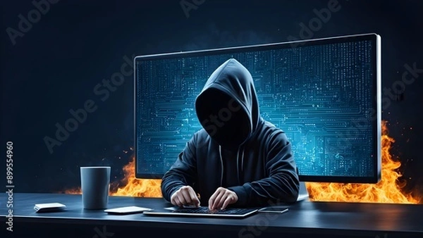 Fototapeta Good protection from hacker attack, cybersecurity concept, data protection or firewall, Hack.