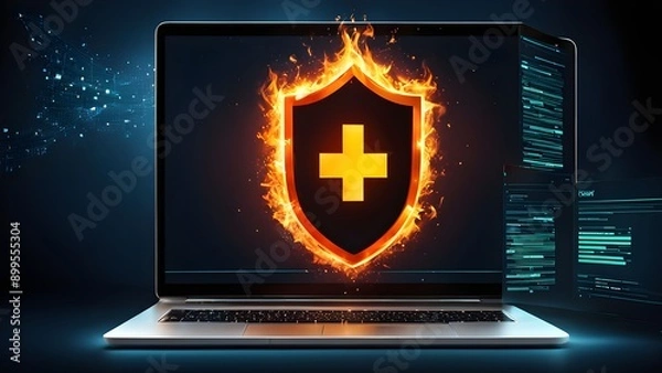 Fototapeta Good protection from hacker attack, cybersecurity concept, data protection or firewall, Hack.