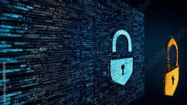 Fototapeta Good protection from hacker attack, cybersecurity concept, data protection or firewall, Hack.