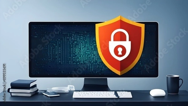 Fototapeta Good protection from hacker attack, cybersecurity concept, data protection or firewall, Hack.