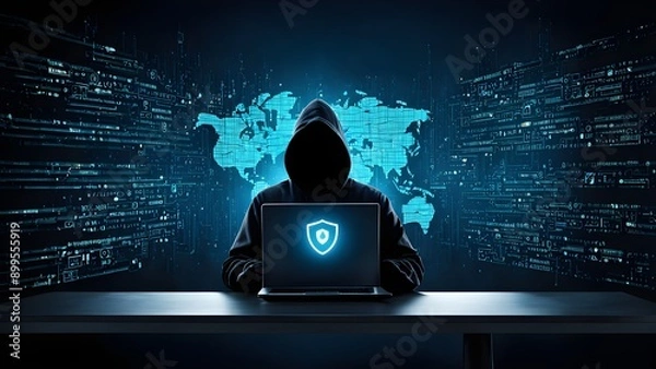 Fototapeta Good protection from hacker attack, cybersecurity concept, data protection or firewall, Hack.