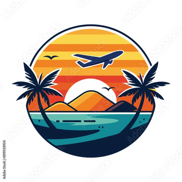 Obraz Summer Tshirt Design Illustration of beach
